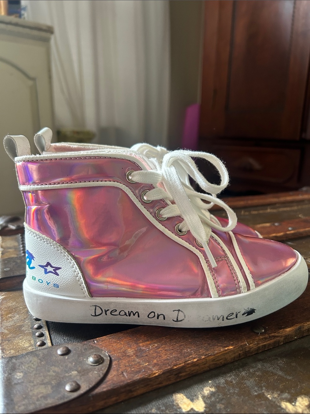 Lola + The Boys Iridescent Pink High-Top Sneakers